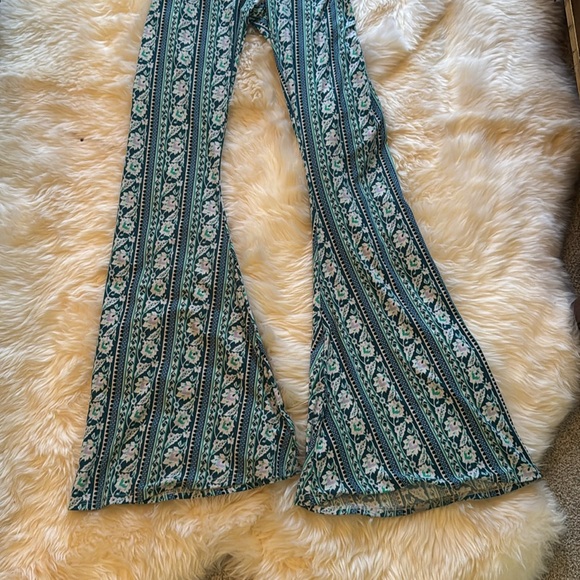 Show Me Your Mumu Blue Floral Striped Bellbottoms - Picture 3 of 11